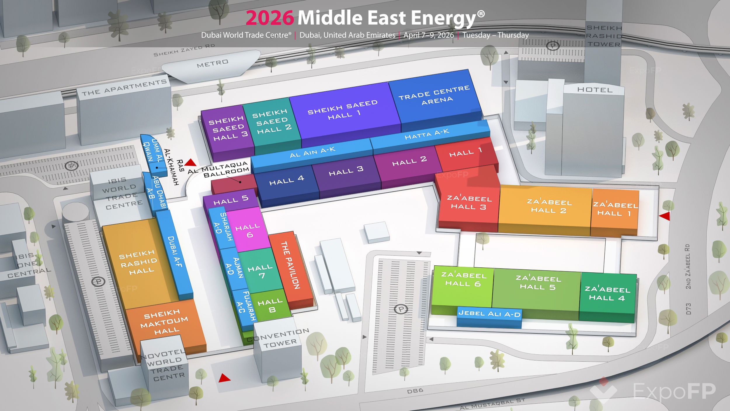 نقشه نمایشگاه صنعت انرژی خاورمیانه دبی